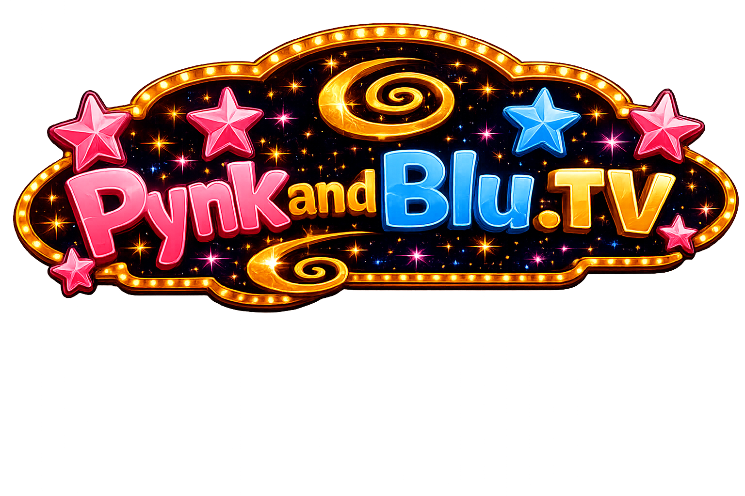 Pynk and Blu TV illuminated sign